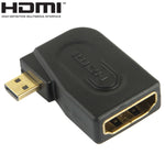 금도금 마이크로 HDMI 수컷 to HDMI 19핀 암컷 어댑터 90도 각도, 마이크로 HDMI to HDMI