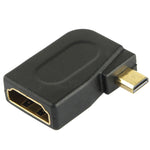 금도금 마이크로 HDMI 수컷 to HDMI 19핀 암컷 어댑터 90도 각도, 마이크로 HDMI to HDMI