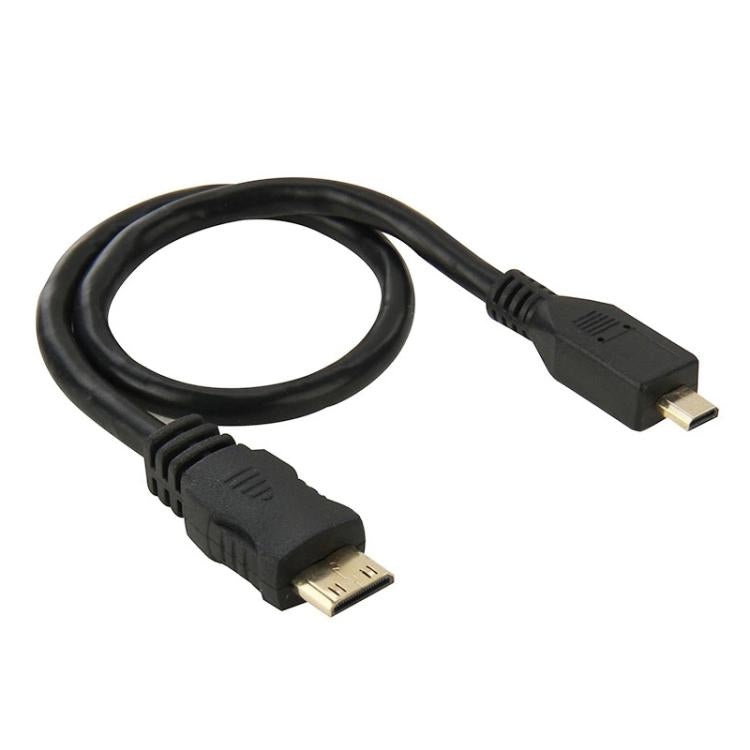 30cm 미니 HDMI 수컷 to 마이크로 HDMI 수컷 어댑터 케이블, 마이크로 HDMI 수컷, 길이: 30cm
