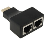30m HDMI to 듀얼 포트 RJ45 네트워크 케이블 익스텐더 Cat 5e/6 3D HDTV 지원, 듀얼 RJ45 블랙