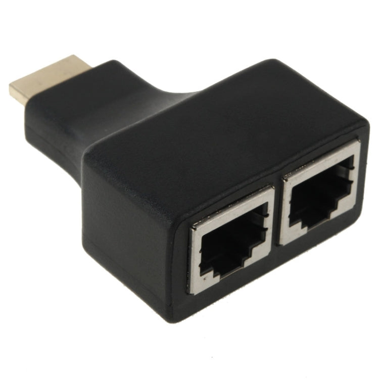 30m HDMI to 듀얼 포트 RJ45 네트워크 케이블 익스텐더 Cat 5e/6 3D HDTV 지원, 듀얼 RJ45 블랙
