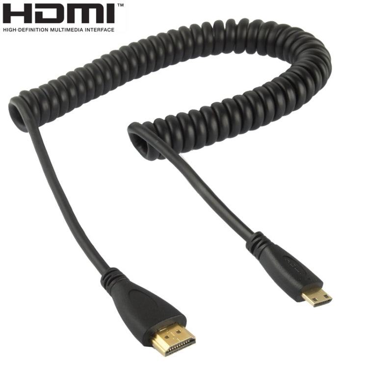 1.4 버전, 금도금 미니 HDMI 수-수 코일 케이블, 3D / 이더넷 지원, 길이: 60cm (최대 2m 연장 가능), 미니 HDMI AM- HDMI AM