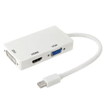 미니 디스플레이포트 수- HDMI + VGA + DVI 암 어댑터 변환 케이블 Mac Book Pro Air용, 케이블 길이: 17cm, 미니 DP to HDMI+VGA+DVI (블랙), 미니 DP to HDMI+VGA+DVI (화이트)