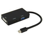 미니 디스플레이포트 수- HDMI + VGA + DVI 암 어댑터 변환 케이블 Mac Book Pro Air용, 케이블 길이: 17cm, 미니 DP to HDMI+VGA+DVI (블랙), 미니 DP to HDMI+VGA+DVI (화이트)