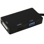 미니 디스플레이포트 수- HDMI + VGA + DVI 암 어댑터 변환 케이블 Mac Book Pro Air용, 케이블 길이: 17cm, 미니 DP to HDMI+VGA+DVI (블랙), 미니 DP to HDMI+VGA+DVI (화이트)