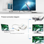 미니 디스플레이포트 수- HDMI + VGA + DVI 암 어댑터 변환 케이블 Mac Book Pro Air용, 케이블 길이: 17cm, 미니 DP to HDMI+VGA+DVI (블랙), 미니 DP to HDMI+VGA+DVI (화이트)