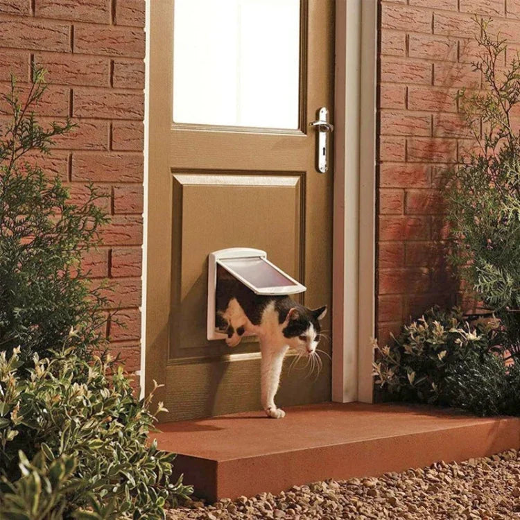 Cat / Small-scale Dog Friendly Transparent Flap, Universal 4 Way Locking, White