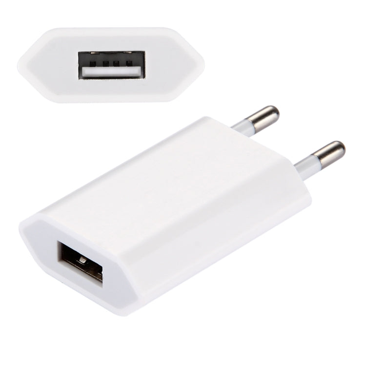 5V / 1A 단일 USB 포트 충전기 여행용 충전기, EU 플러그, 흰색