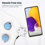 6포트 오디오 분배기 헤드폰 커넥터, 휴대폰, 태블릿, 헤드폰, MP3 플레이어, 자동차/가정용 스테레오 등과 호환