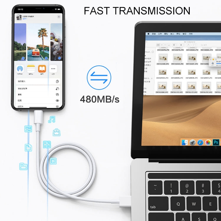 iPhone, iPad용 2m USB 동기화 데이터 및 충전 케이블