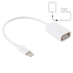 USB 암컷 to 8핀 수컷 OTG 어댑터 케이블, iOS 10.2 이하 지원, 길이: 18cm