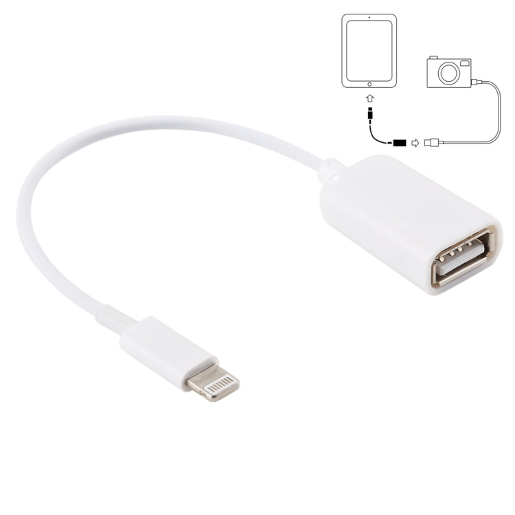 USB 암컷 to 8핀 수컷 OTG 어댑터 케이블, iOS 10.2 이하 지원, 길이: 18cm