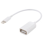 USB 암컷 to 8핀 수컷 OTG 어댑터 케이블, iOS 10.2 이하 지원, 길이: 18cm
