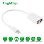 USB 암컷 to 8핀 수컷 OTG 어댑터 케이블, iOS 10.2 이하 지원, 길이: 18cm