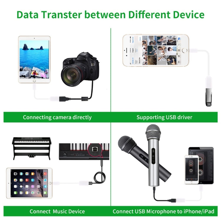 USB 암컷 to 8핀 수컷 OTG 어댑터 케이블, iOS 10.2 이하 지원, 길이: 18cm