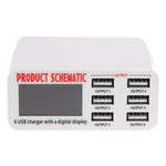 WLX-899 30W USB 충전기 5V 6A 출력 3.5A 최대 고속 6포트 USB 충전기 디지털 디스플레이 및 1.5m 케이블 포함, WLX-899