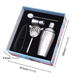 5 in 1 클래식 스테인리스 스틸 셰이커 세트, 용량: 550ml (셰이커 + 지거 + 스트레이너 + 아이스 클립 + 스터러 파이프), 5 in 1 셰이커 세트