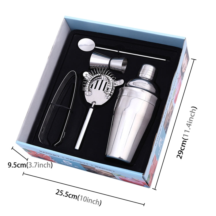 5 in 1 클래식 스테인리스 스틸 셰이커 세트, 용량: 550ml (셰이커 + 지거 + 스트레이너 + 아이스 클립 + 스터러 파이프), 5 in 1 셰이커 세트