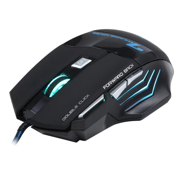 7버튼 스크롤 휠 포함 5000 DPI LED 유선 광학 게이밍 마우스 컴퓨터 PC 노트북용, X7 7버튼 (블랙)