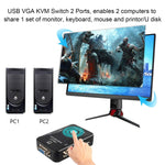 KVM-21UA 2포트 USB KVM 스위치 박스 PC 키보드 마우스 모니터용 제어 버튼 포함, 2포트 (USB 포함)
