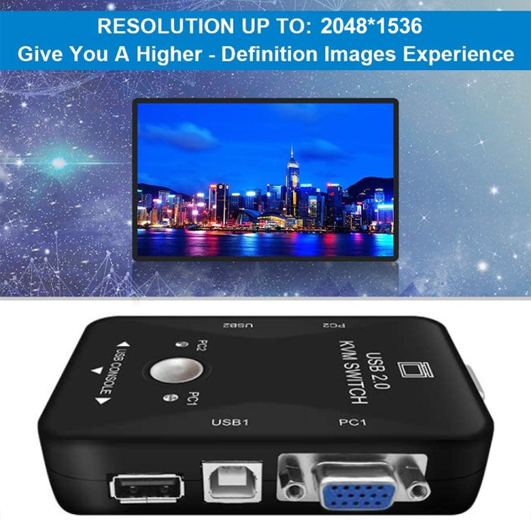 KVM-21UA 2포트 USB KVM 스위치 박스 PC 키보드 마우스 모니터용 제어 버튼 포함, 2포트 (USB 포함)