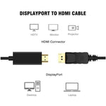 디스플레이포트 수 to HDMI 수 케이블, 케이블 길이: 1.8m, DP to HDMI 수 검정색