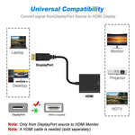 DisplayPort 수컷 to HDMI 암컷 어댑터 케이블, 길이: 20cm, DP 수컷 to HDMI 암컷