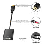 DisplayPort 수컷 to DVI 24+1 암컷 어댑터 케이블, 길이: 20cm, DP 수컷 to DVI 24+1 암컷