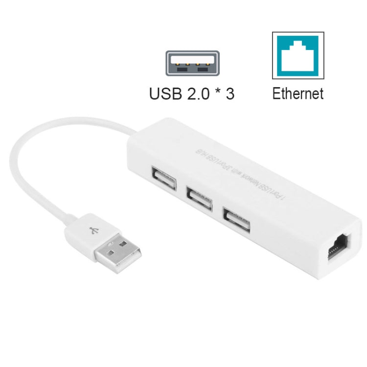 USB 2.0 이더넷 네트워크 어댑터 + 3포트 USB 허브, USB