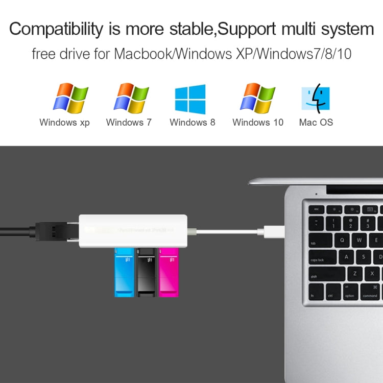 USB 2.0 이더넷 네트워크 어댑터 + 3포트 USB 허브, USB