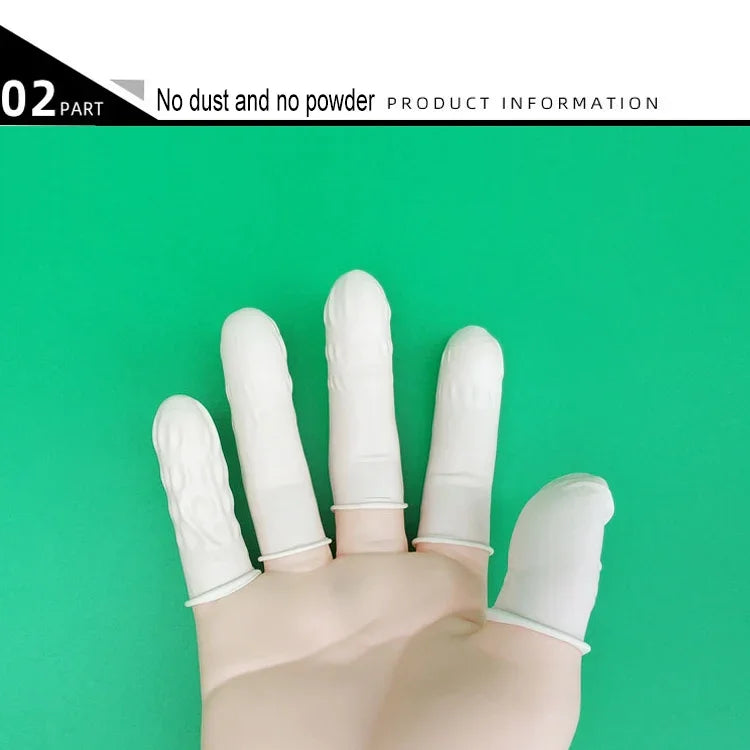 50개/봉 라텍스 정전기 방지 핑거 코트, 2x6cm