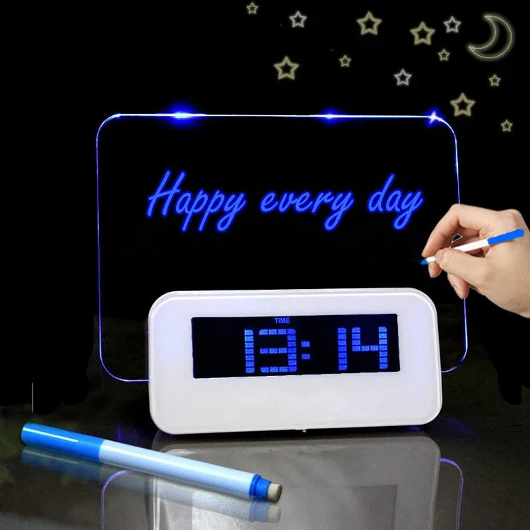 Multifunction LCD Digital Alarm Clock Thermometer + 4-Port USB HUB + Message Board with Blue or Green LCD backlight, USB Message Board