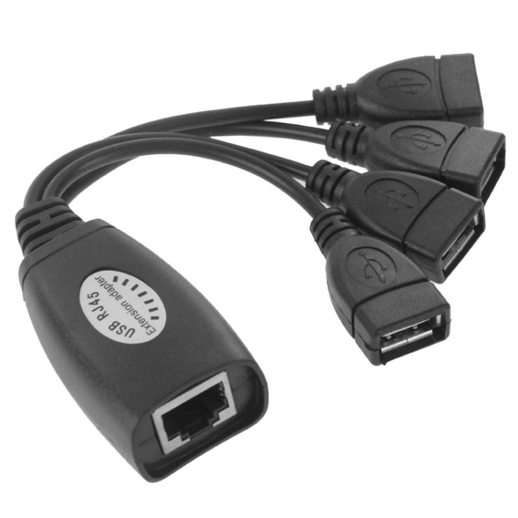 USB 2.0 CAT5 / CAT5E / CAT6 RJ45 → 4 USB 이더넷 확장기 LAN 연장 케이블 리피터 어댑터, 4포트 USB