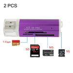 2개 멀티 올인원 USB 2.0 마이크로 SD SDHC TF M2 MMC MS PRO DUO 메모리 카드 리더기