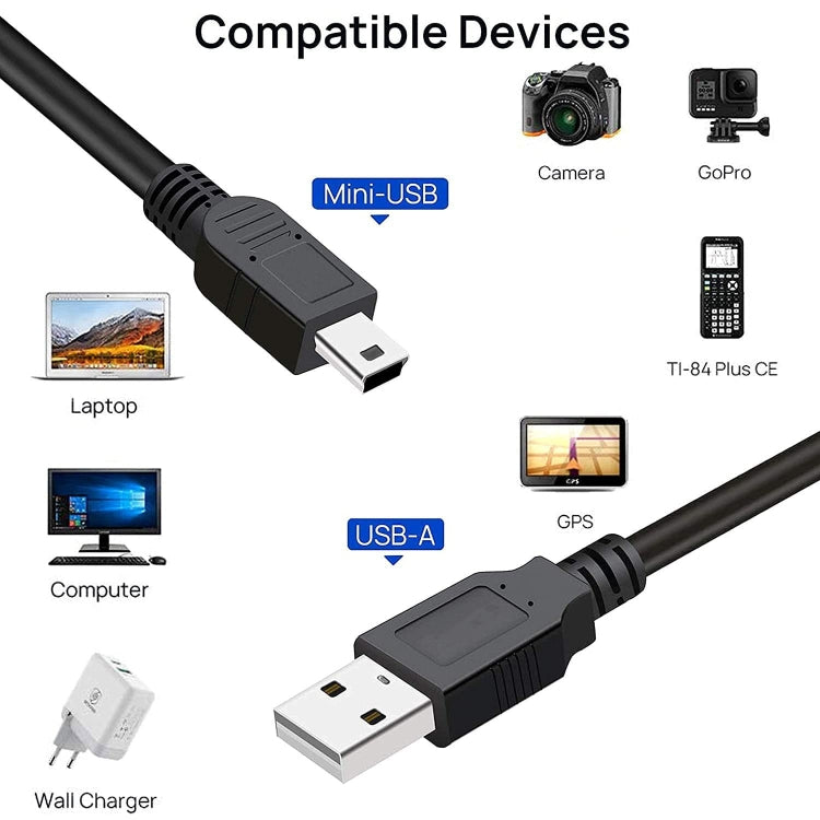 USB 2.0 AM to 미니 5핀 USB 케이블, 길이: 1.5m, USB 2.0 AM to 미니 5핀