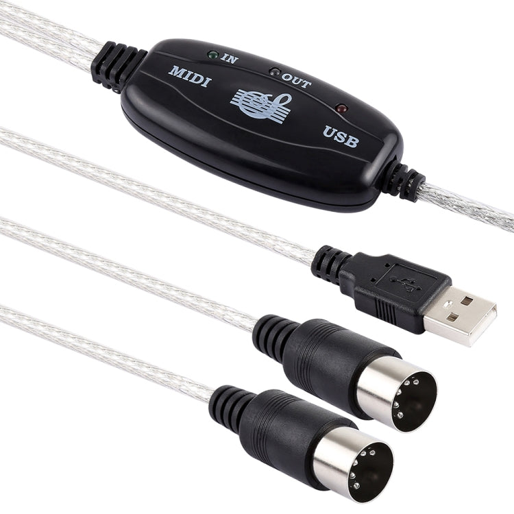 USB to MIDI 인터페이스 전자 피아노 변환 어댑터 케이블, 길이: 1.8m