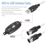 USB to MIDI 인터페이스 전자 피아노 변환 어댑터 케이블, 길이: 1.8m