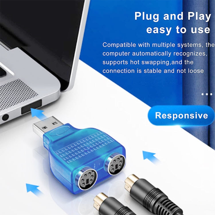 USB 수컷 to PS/2 암 어댑터 마우스 / 키보드용, USB 수컷 to 2 PS/2 암