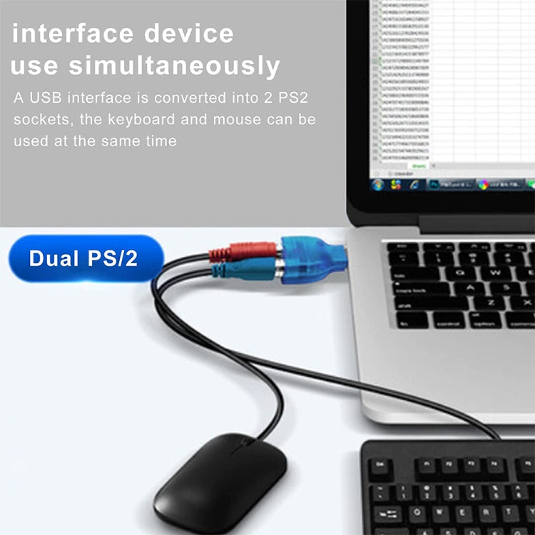 USB 수컷 to PS/2 암 어댑터 마우스 / 키보드용, USB 수컷 to 2 PS/2 암