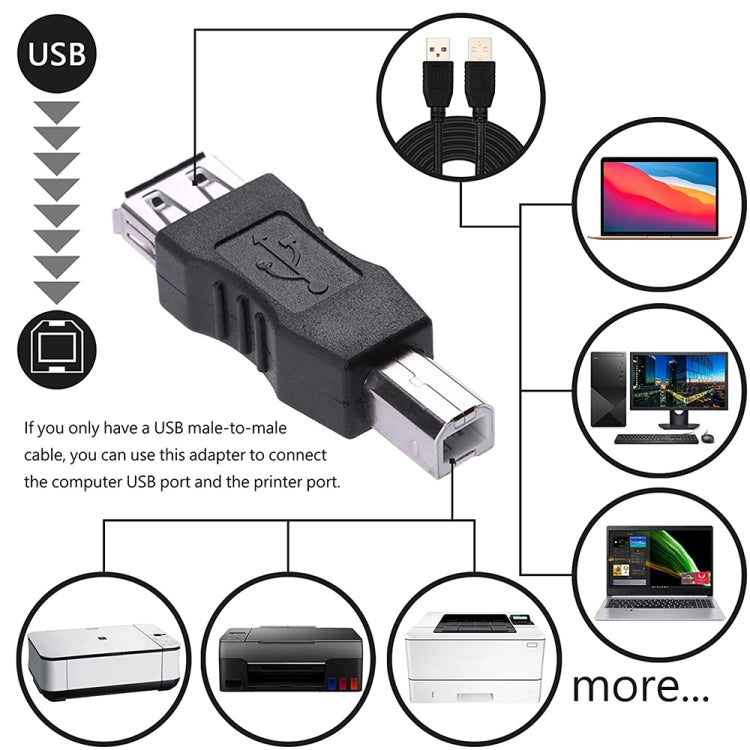 USB 2.0 A 암 to B 수 어댑터 커넥터 AF to BM 변환기 프린터용