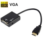 26cm HDMI에서 VGA + 오디오 출력 비디오 변환 케이블, 3.5mm 오디오 케이블 포함, 풀 HD 1080P 지원, 길이: 26cm