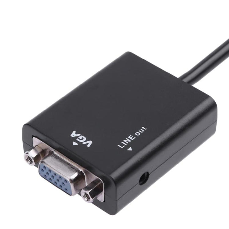 26cm HDMI에서 VGA + 오디오 출력 비디오 변환 케이블, 3.5mm 오디오 케이블 포함, 풀 HD 1080P 지원, 길이: 26cm