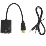 26cm HDMI에서 VGA + 오디오 출력 비디오 변환 케이블, 3.5mm 오디오 케이블 포함, 풀 HD 1080P 지원, 길이: 26cm