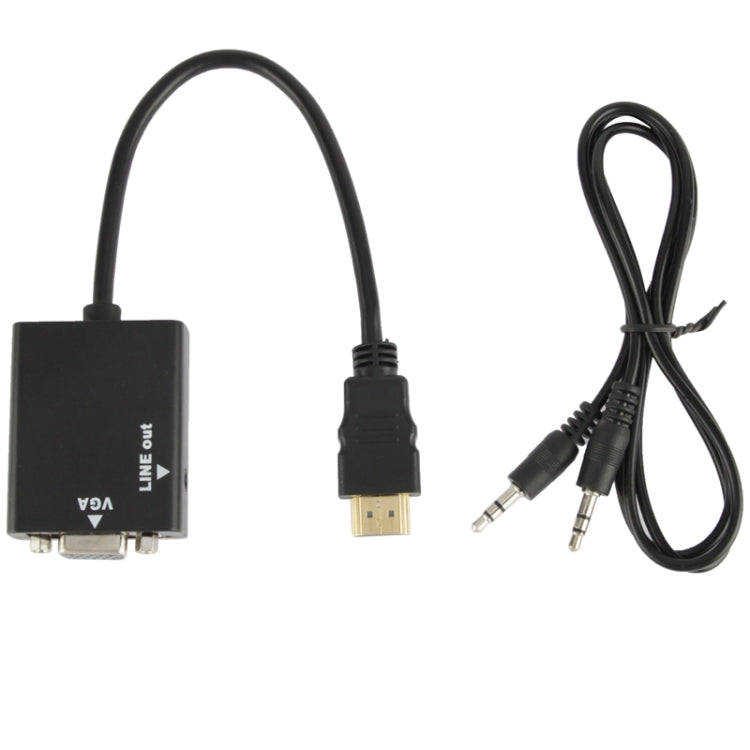 26cm HDMI에서 VGA + 오디오 출력 비디오 변환 케이블, 3.5mm 오디오 케이블 포함, 풀 HD 1080P 지원, 길이: 26cm