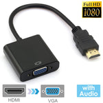 24cm 풀 HD 1080P HDMI에서 VGA + 오디오 출력 케이블, 컴퓨터 / DVD / 디지털 셋톱박스 / 노트북 / 휴대폰 / 미디어 플레이어용, 길이: 24cm, 길이: 24cm(흰색)