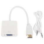 24cm 풀 HD 1080P HDMI에서 VGA + 오디오 출력 케이블, 컴퓨터 / DVD / 디지털 셋톱박스 / 노트북 / 휴대폰 / 미디어 플레이어용, 길이: 24cm, 길이: 24cm(흰색)