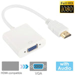 24cm 풀 HD 1080P HDMI에서 VGA + 오디오 출력 케이블, 컴퓨터 / DVD / 디지털 셋톱박스 / 노트북 / 휴대폰 / 미디어 플레이어용, 길이: 24cm, 길이: 24cm(흰색)