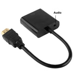 24cm 풀 HD 1080P HDMI에서 VGA + 오디오 출력 케이블, 컴퓨터 / DVD / 디지털 셋톱박스 / 노트북 / 휴대폰 / 미디어 플레이어용, 길이: 24cm, 길이: 24cm(흰색)
