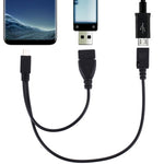 USB 2.0 마이크로-B 수형 to USB 2.0 마이크로-B 암형 및 USB 2.0 암형 Y 분배기 OTG 케이블, 길이: 19 / 30cm