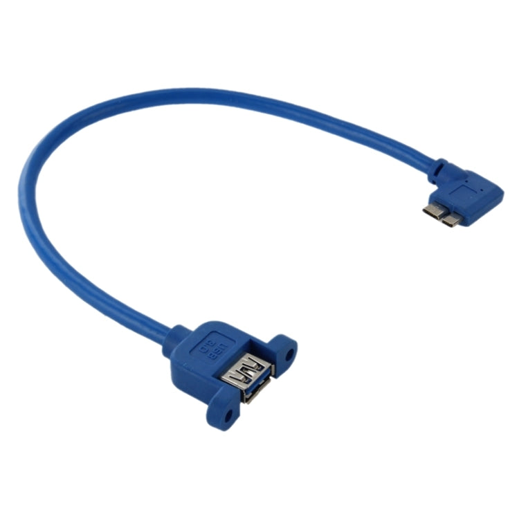 90도 좌회전 USB 3.0 마이크로-B 수-USB 3.0 암 OTG 케이블 태블릿/휴대용 하드 드라이브용, 길이: 30cm, 마이크로 BM to AF, 길이: 30cm